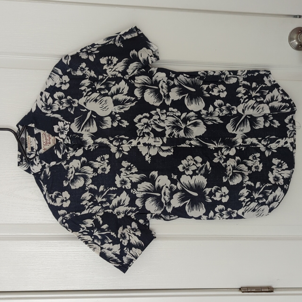 Original Penguin Blue Floral Short Sleeve Button Down
